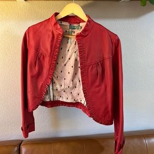 Hoss intropia anthropology red 100% leather jacket
